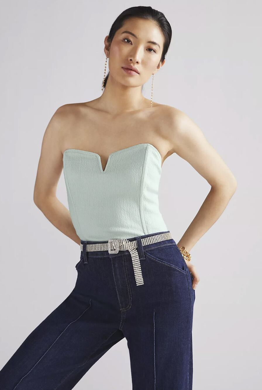 NEW Anthropologie Porridge Mint Bustier Tube Top -XL
